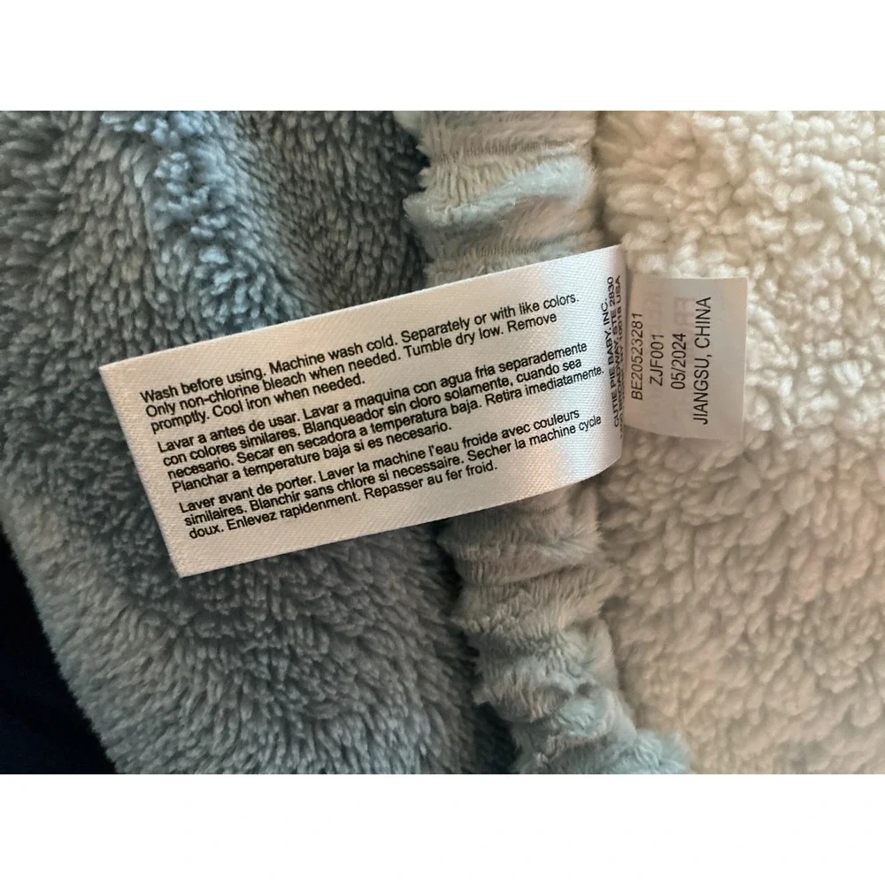 Chickpea Blue‎ Cream Reversible Sherpa Fleece Baby Blanket 30x36 Ribbed Trim